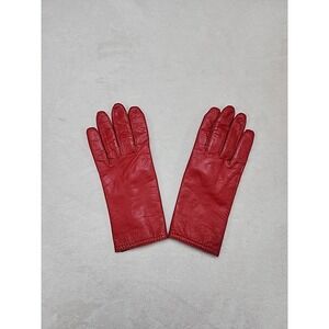 Ladies Genuine Leather Red Gloves Size Medium